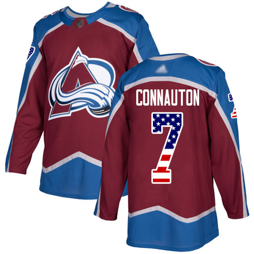 Adidas Colorado Avalanche Men #7 Kevin Connauton Burgundy Home Authentic USA Flag Stitched NHL Jersey->colorado avalanche->NHL Jersey